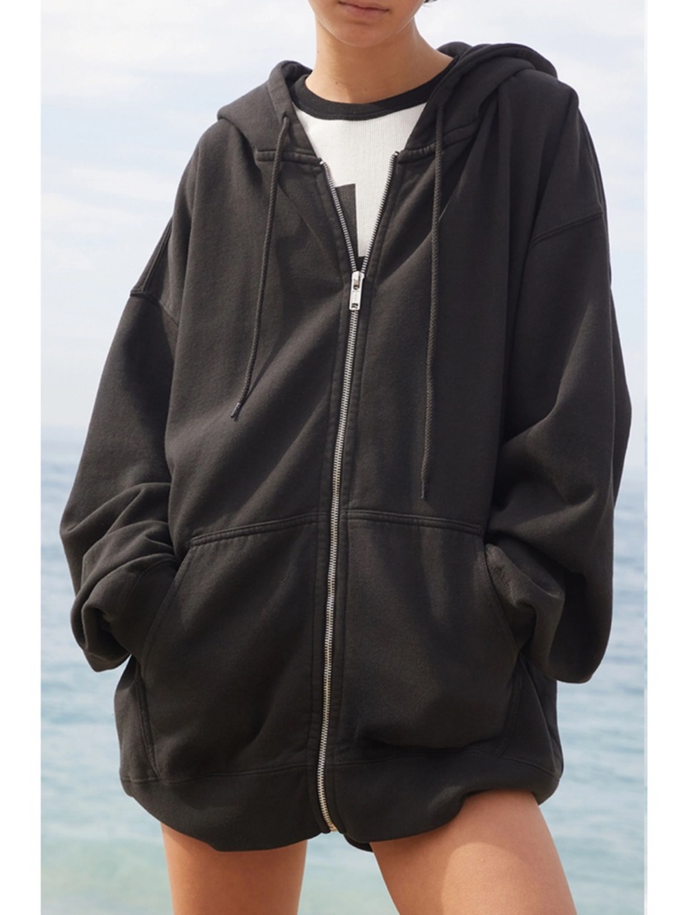 Brandy Melville black zip up hoodie